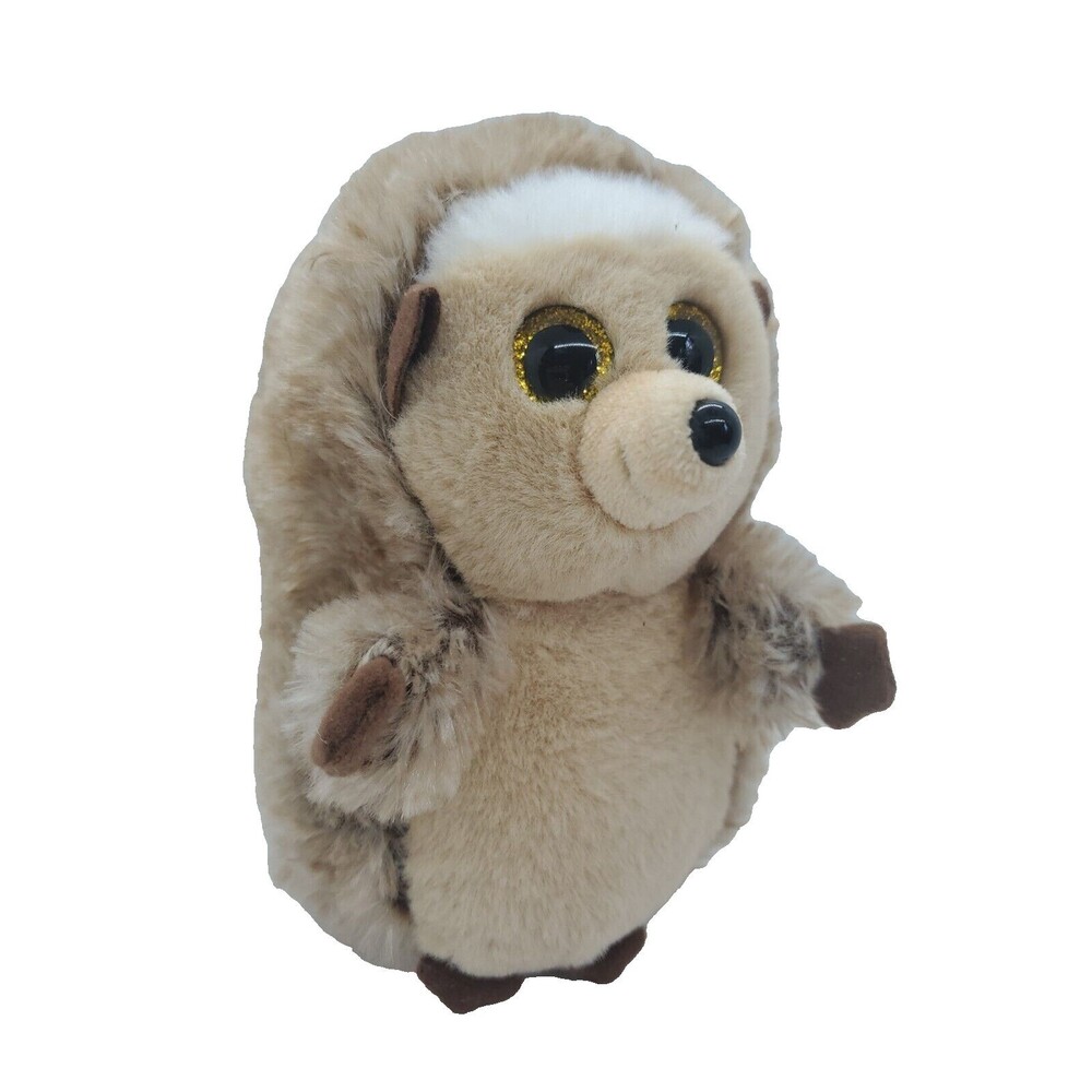 Plush Hedgehog Ida By TyVelve  6" Tall Glitter Eyes Stuffed Wildlife Animal Brwn